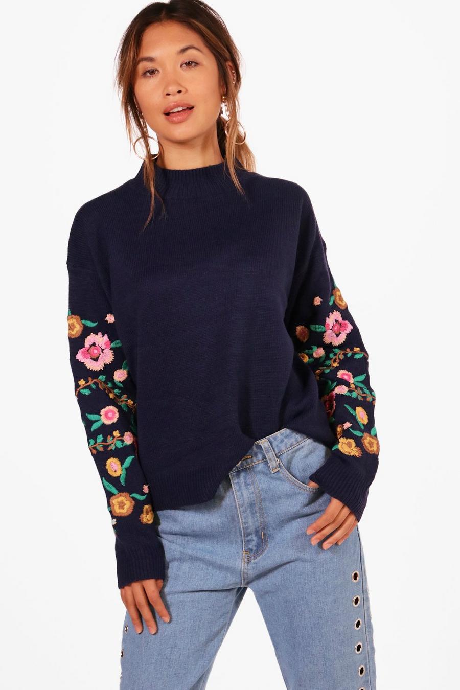 Embroidered Sleeve Sweater image number 1