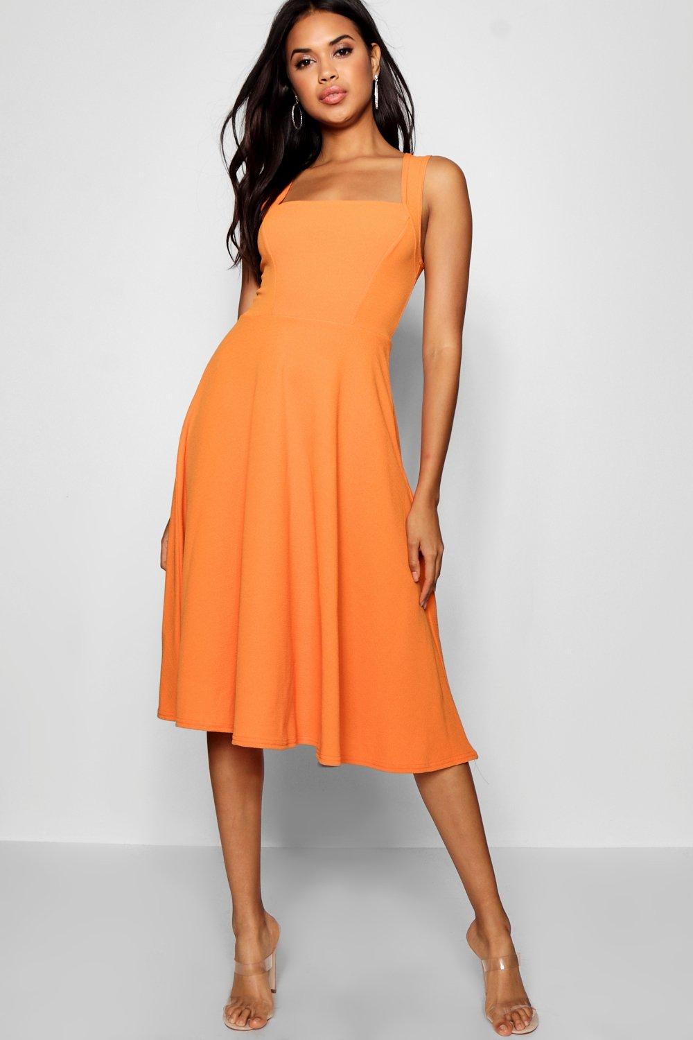 boohoo orange dress