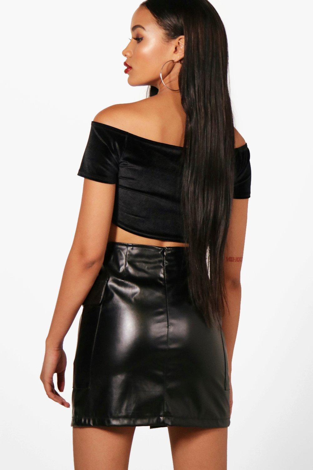 Fiona Velvet Bardot Crop Top