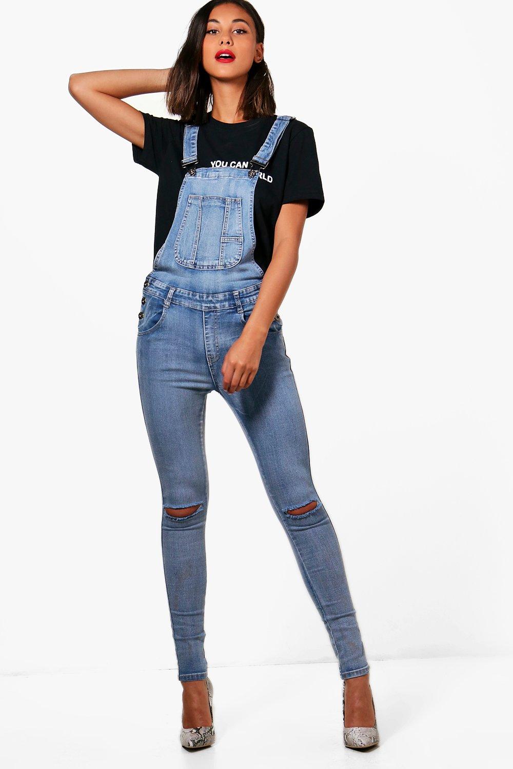 slim fit denim dungarees