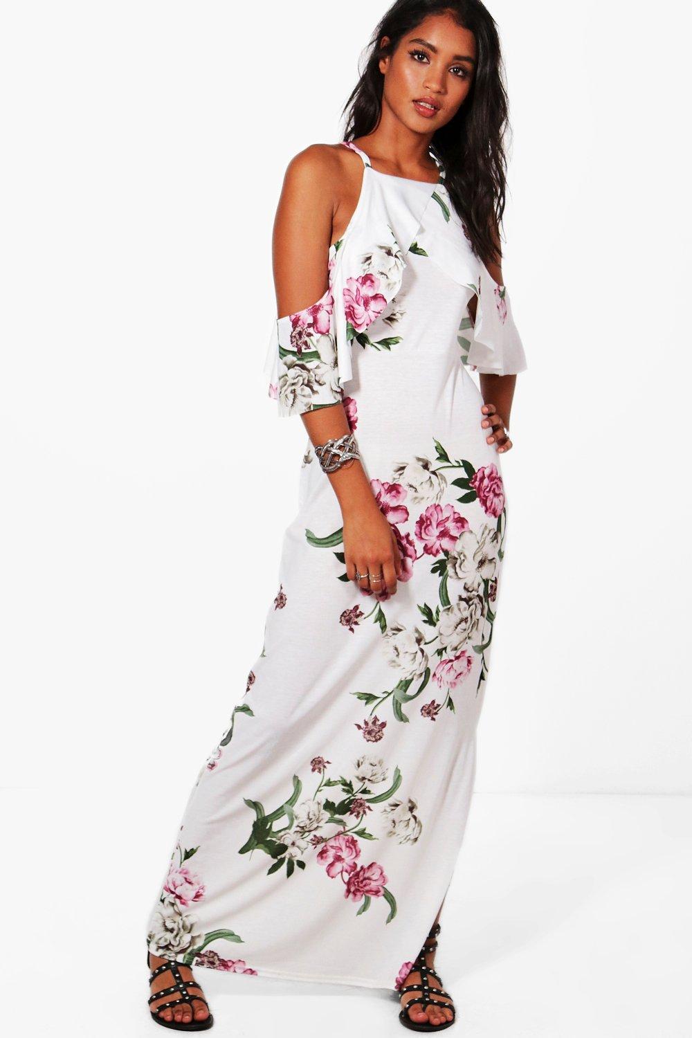 ruffle sleeve maxi dress
