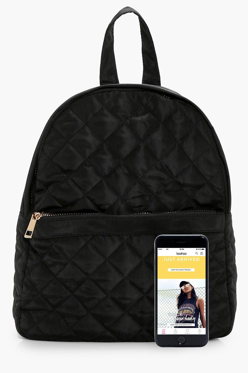 Black quilted sales rucksack