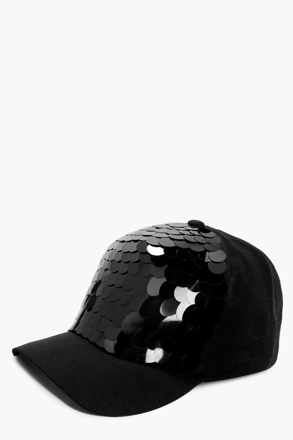 black sequin baseball cap