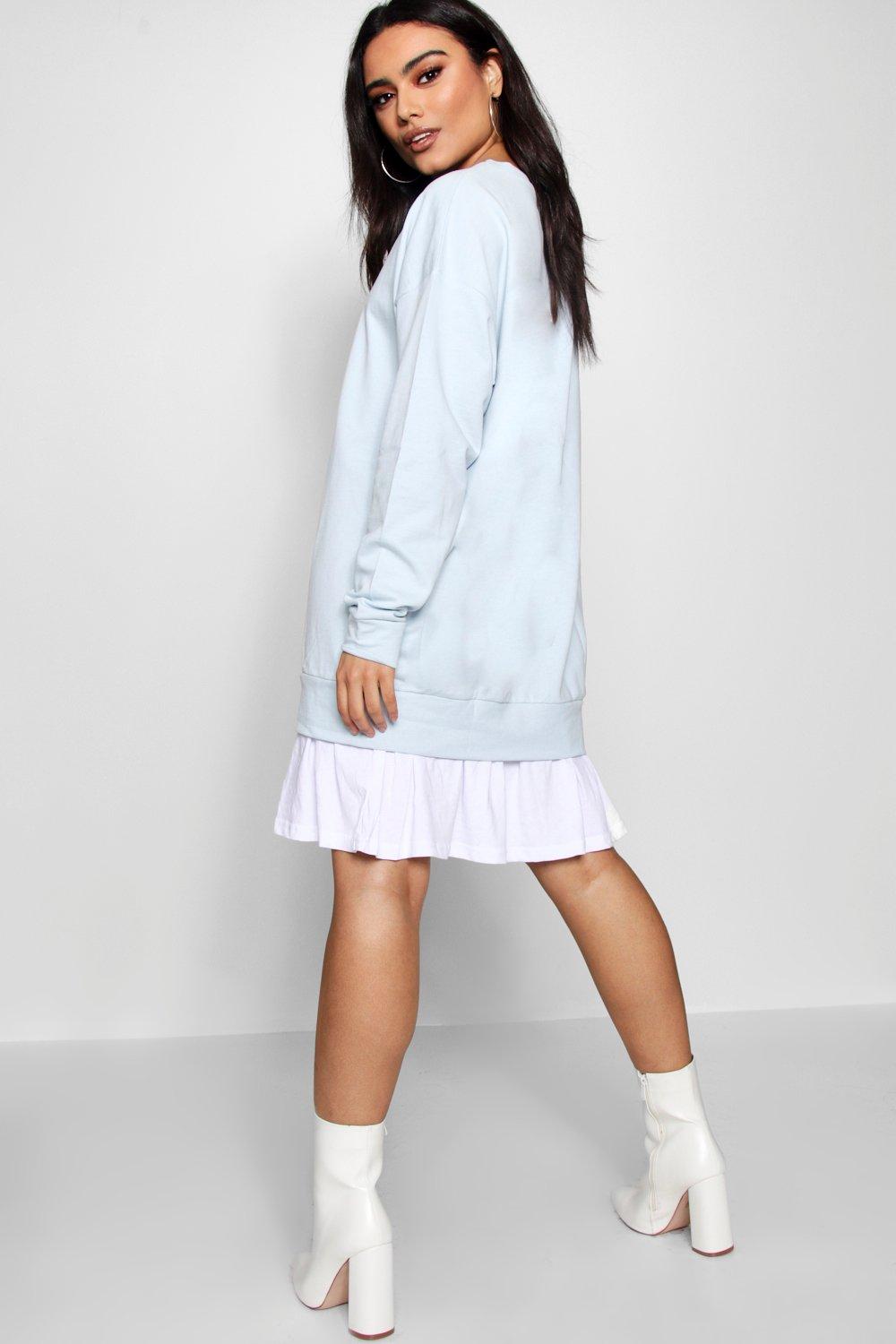 sweater dress with poplin frill