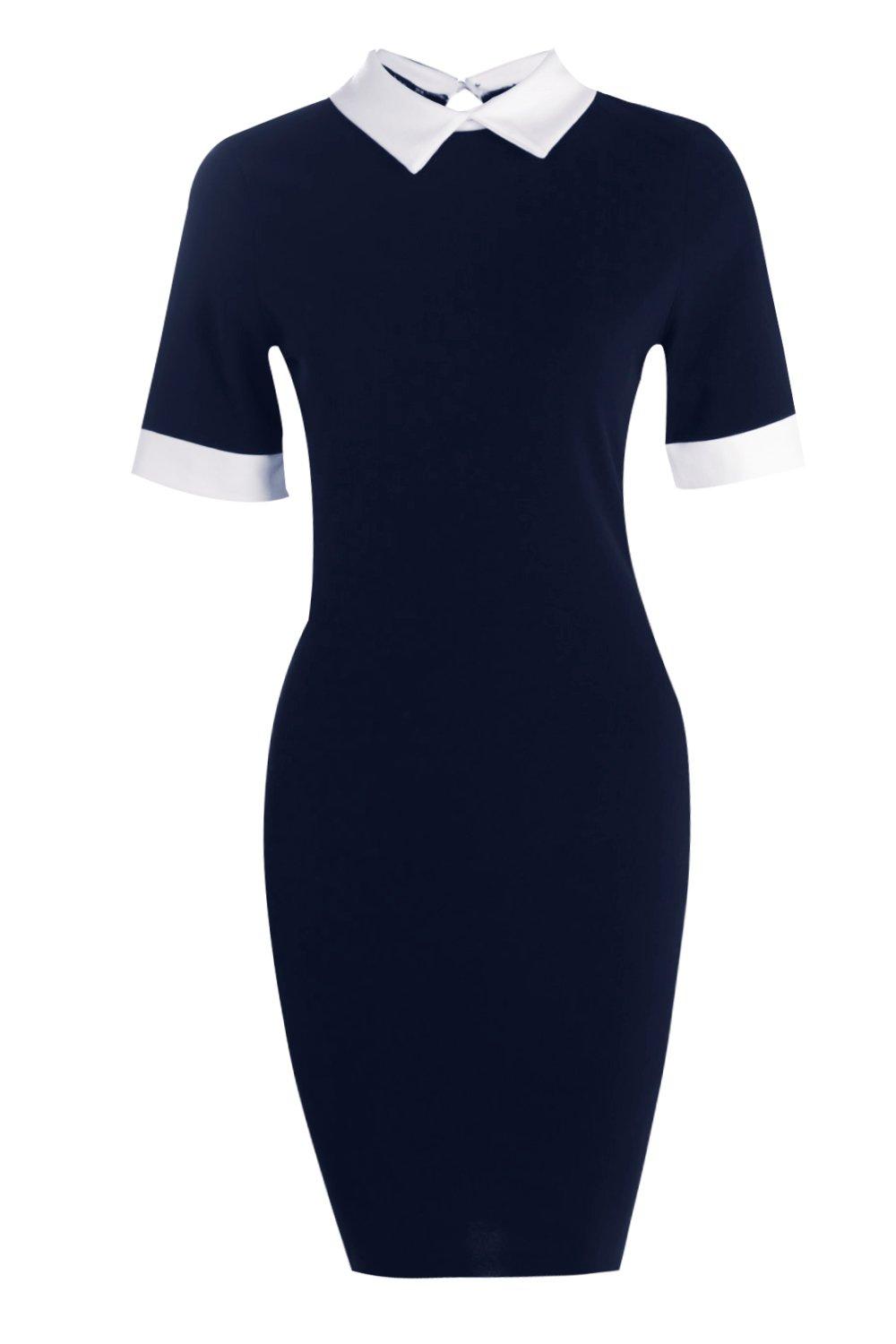 Navy blue dress outlet with white collar