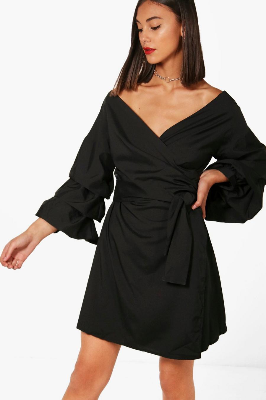 Ruched Sleeve Wrap Dress image number 1