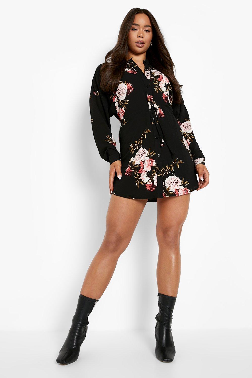 Boohoo floral hotsell shirt dress