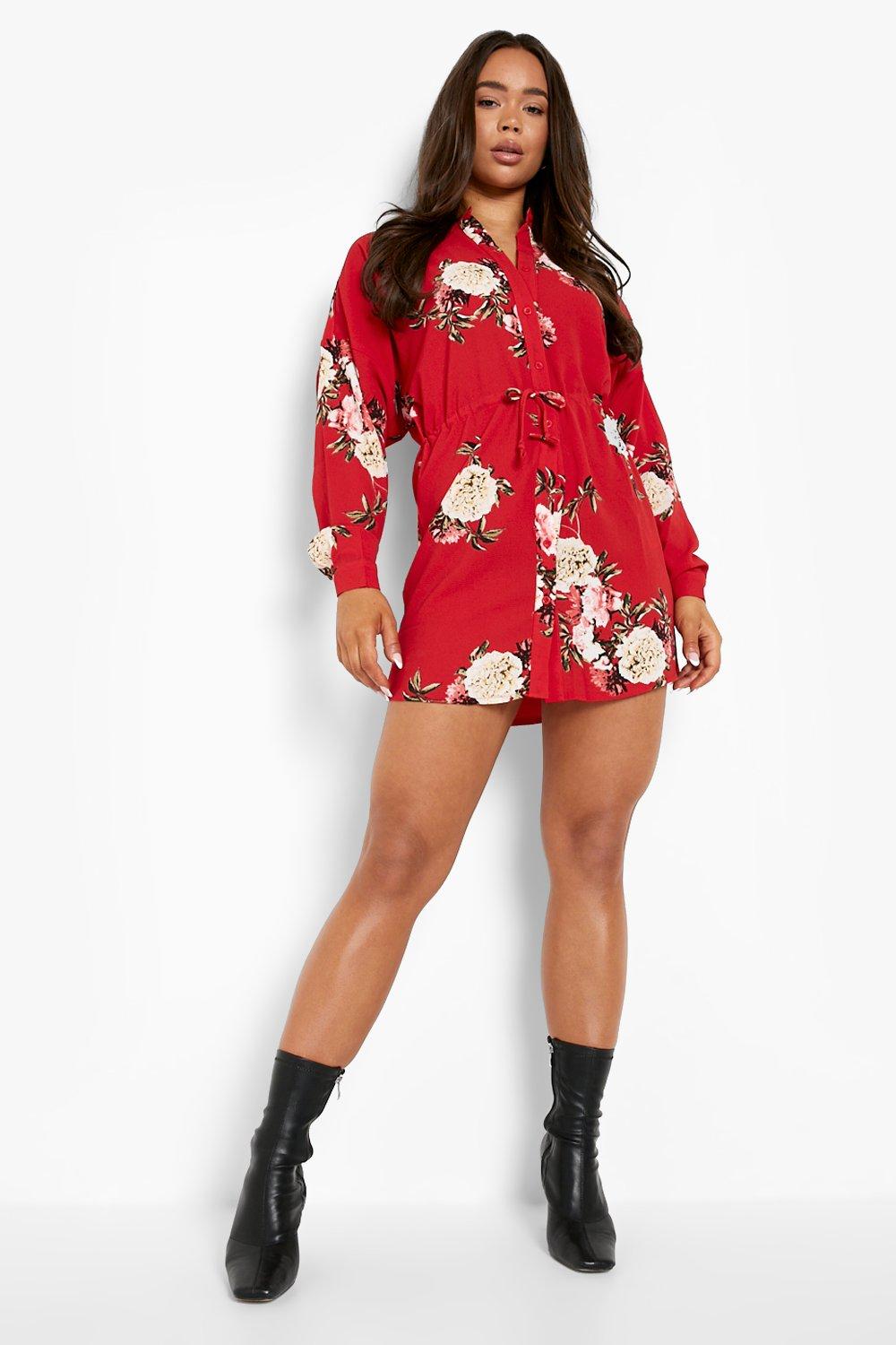 Boohoo floral cheap shirt dress