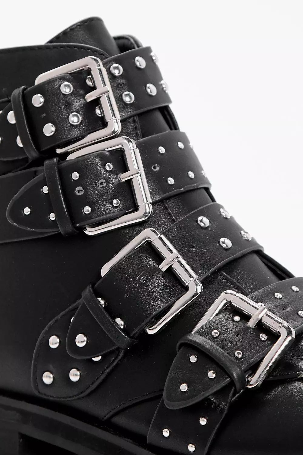 Black studded strap outlet ankle boots