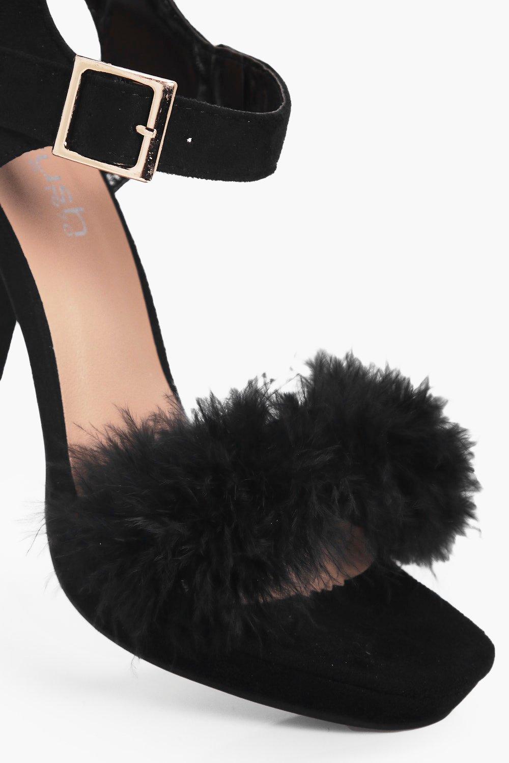 fur platform heels