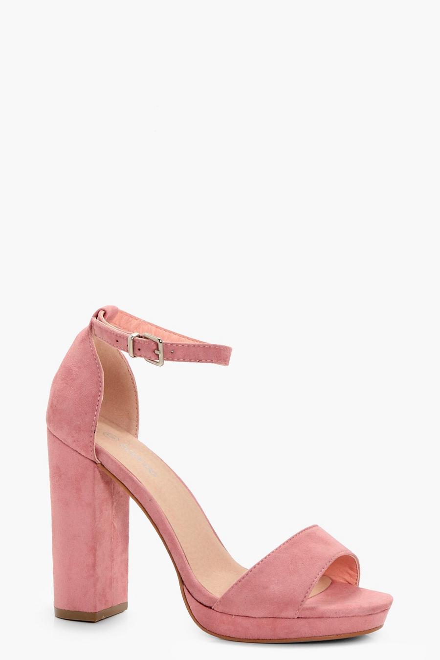 Blush pink Wide Width Platform Block Heels image number 1