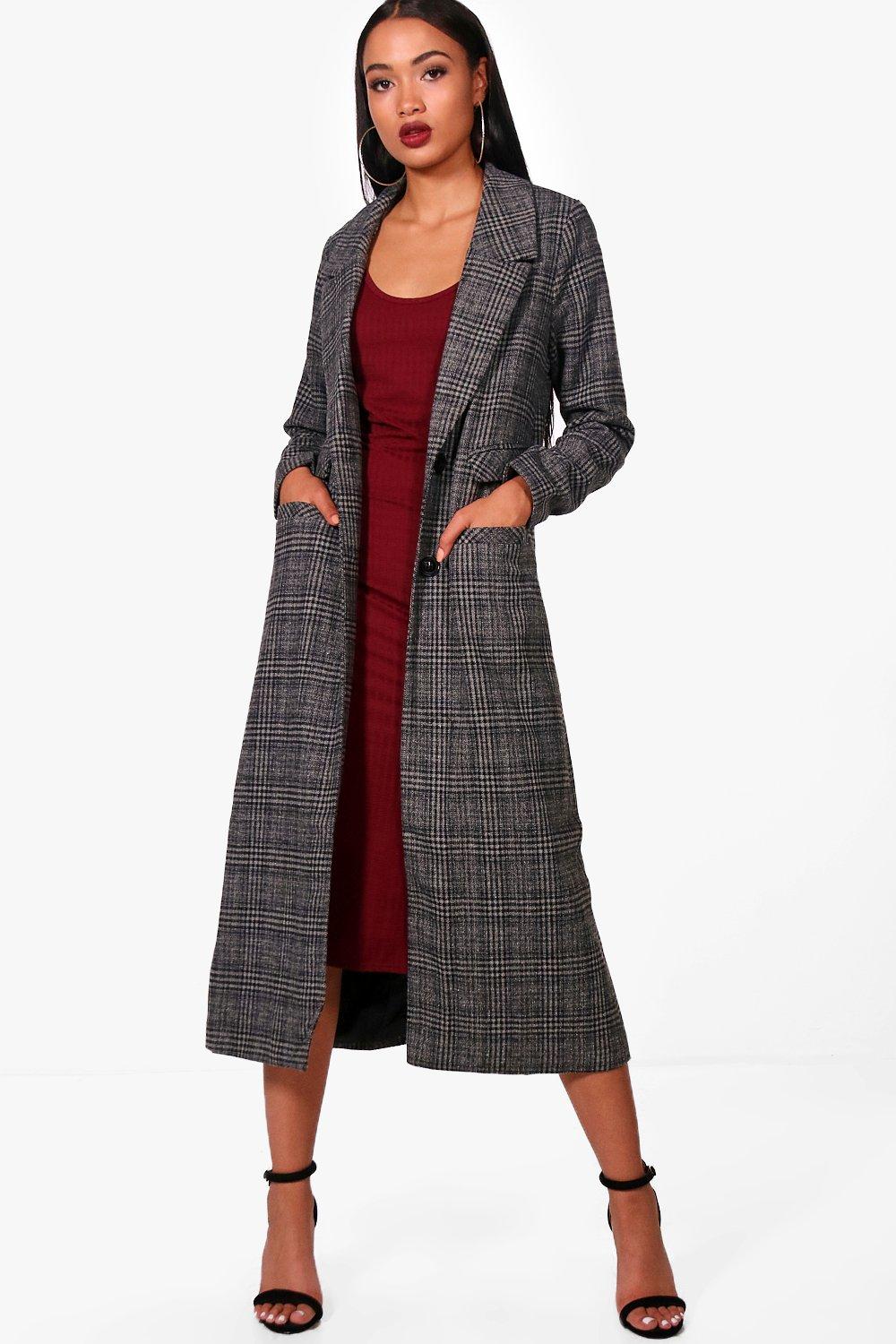 maxi check coat