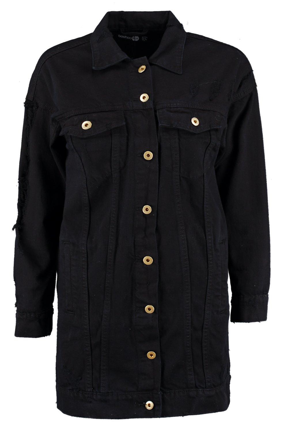 womens longline black denim jacket