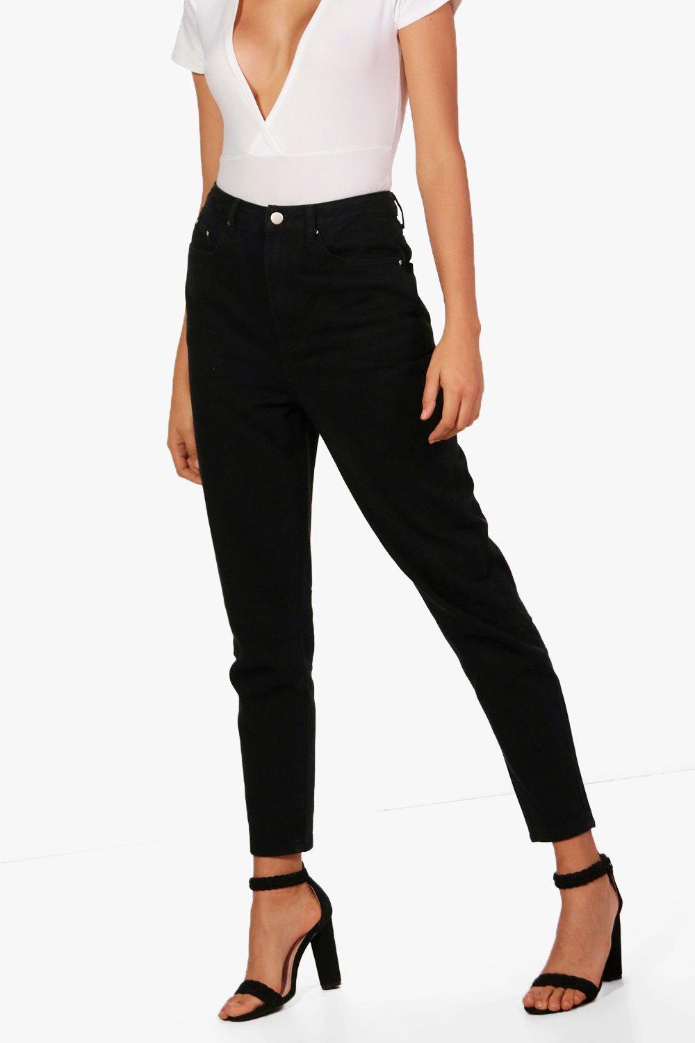 black slim fit mom jeans