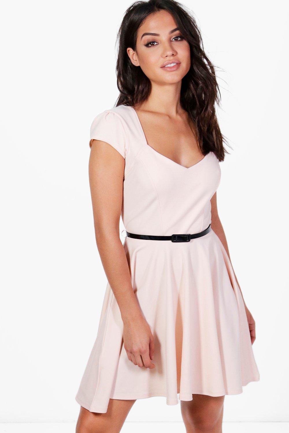 sweetheart neck skater dress