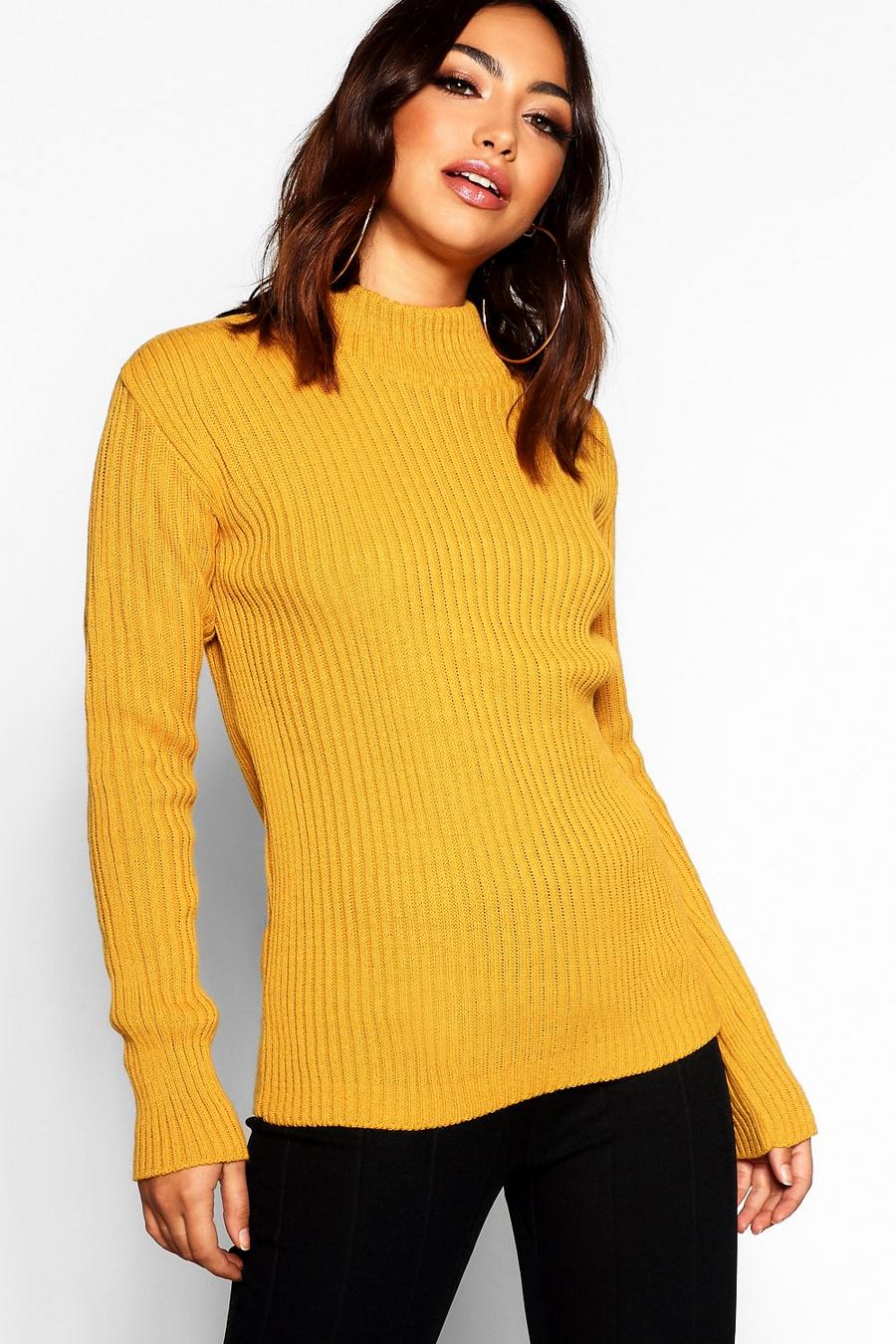 Mustard Rib Knit Sweater image number 1