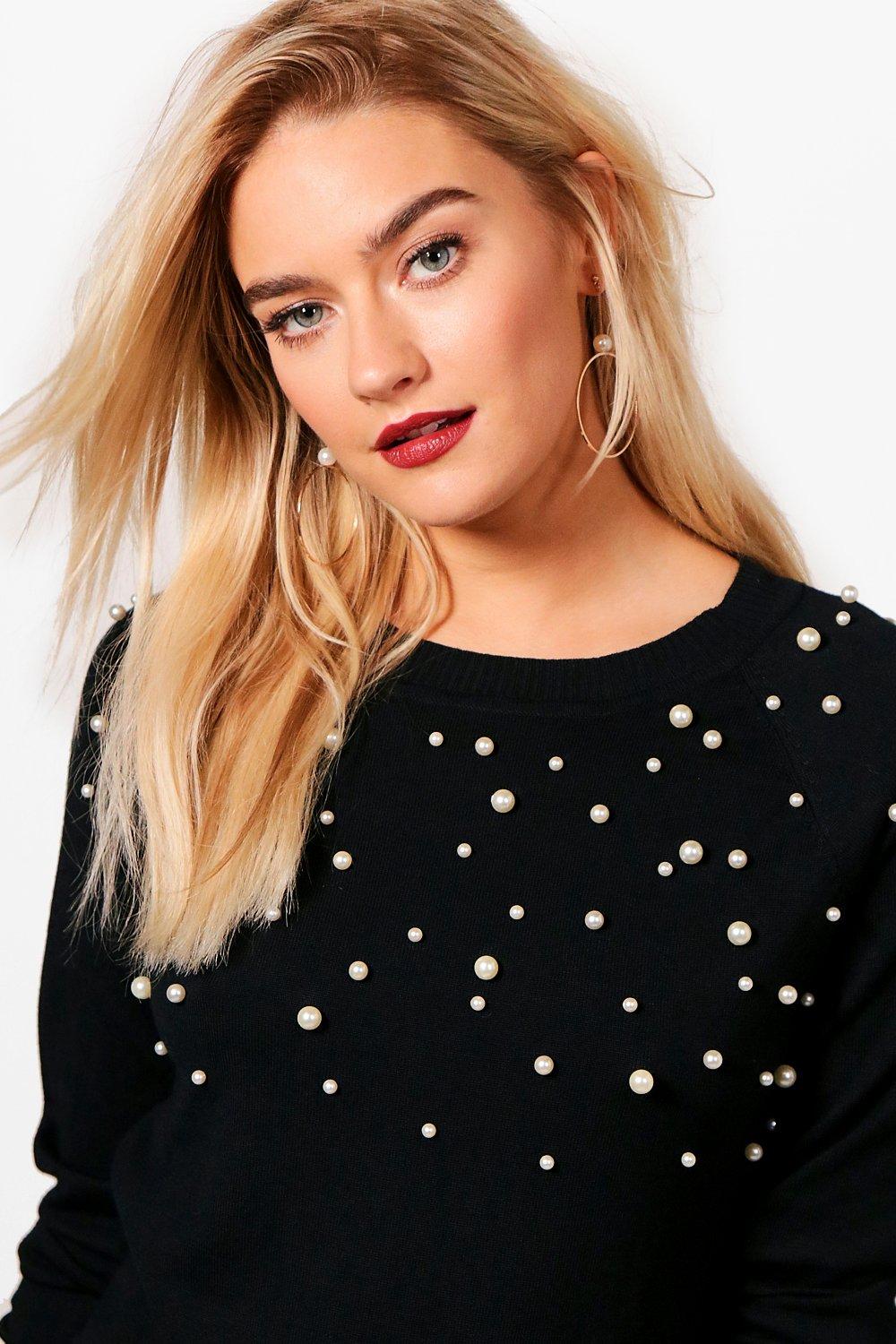 Black jumper with clearance pearls