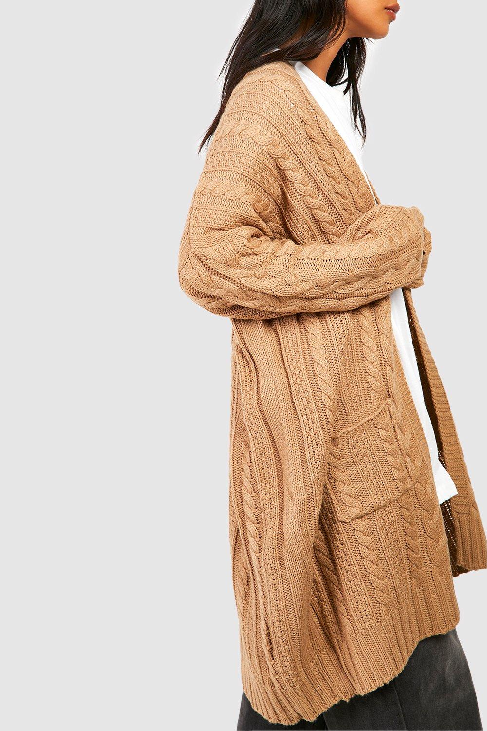 Oversized Slouchy Cable Knit Cardigan | boohoo NL