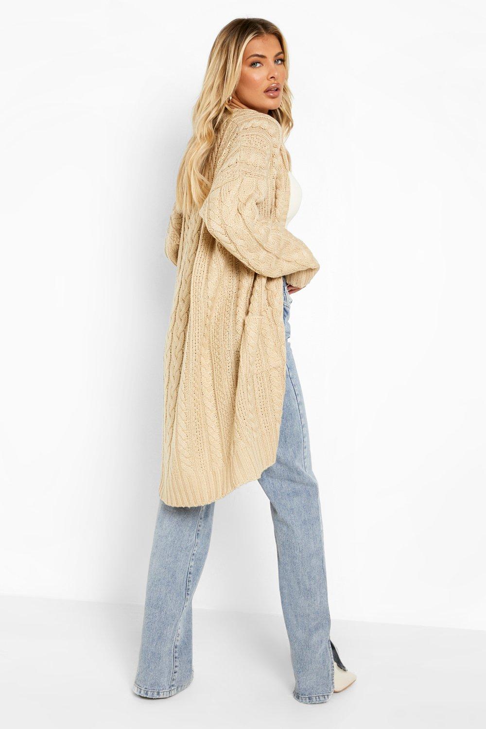 Long cable clearance knit cardigan