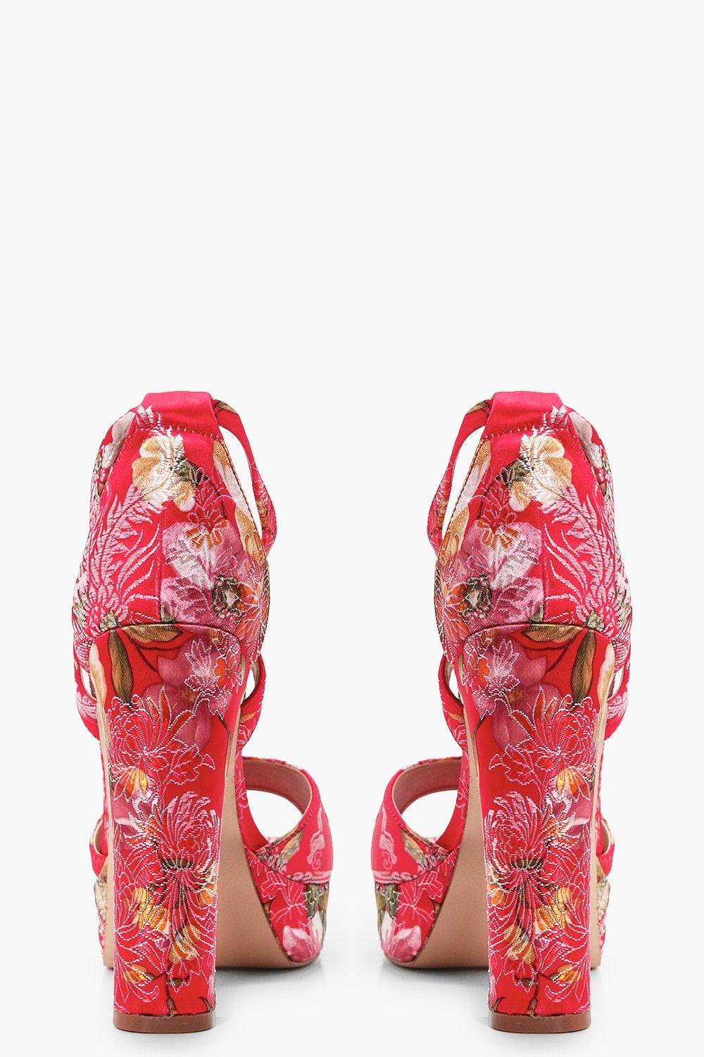 Floral print 2024 platform heels