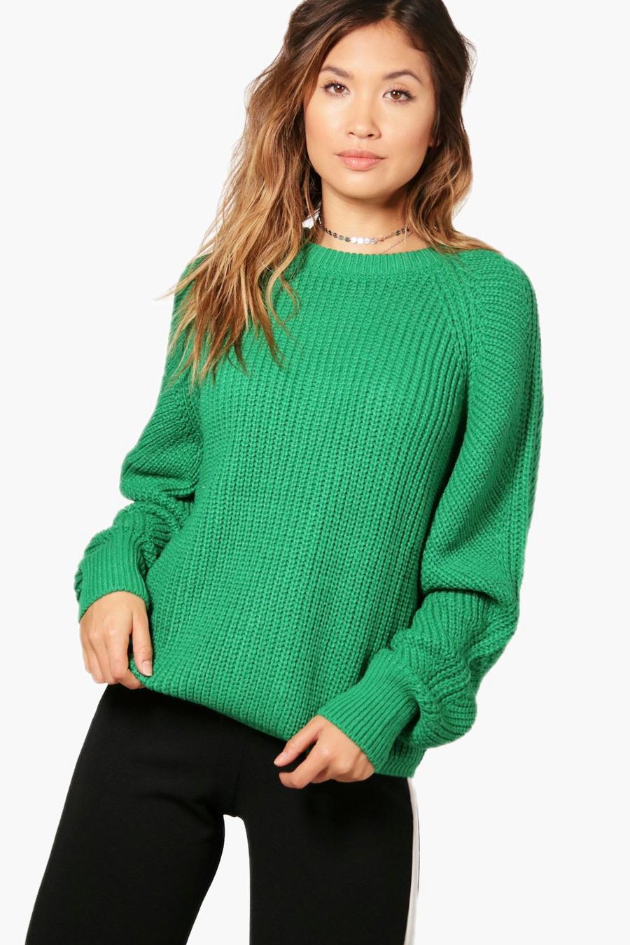 Pullover mit Ballonärmeln, Smaragdgrün image number 1
