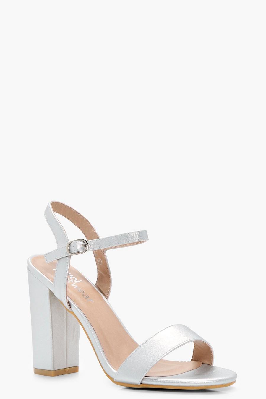 Silver Block Heel Barely There Heels