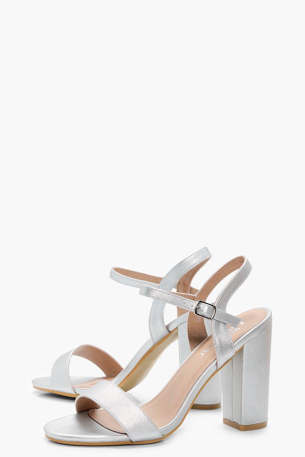 boohoo silver block heels