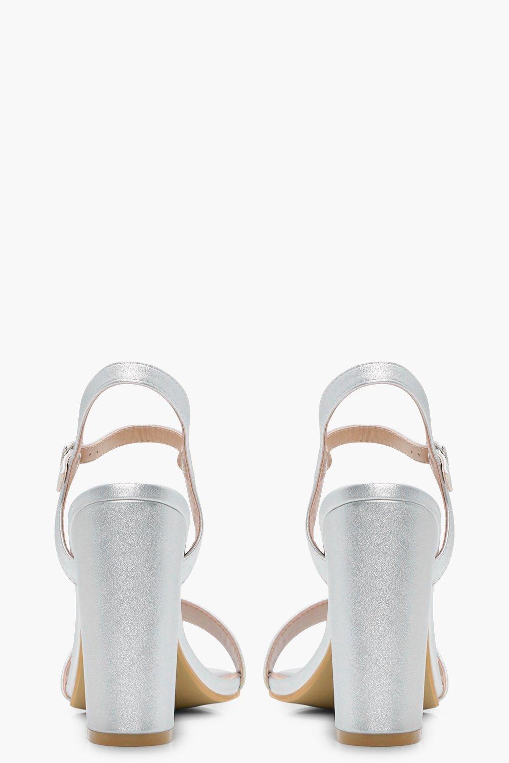 boohoo silver block heels