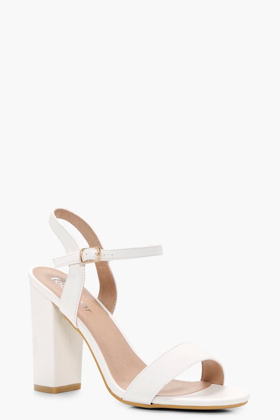 White Block Heel Barely There Heels image number 1
