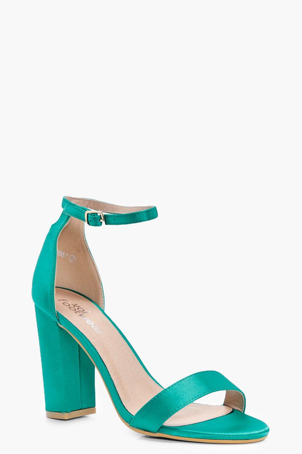 Eloise Satin Block Barely There Heel | Boohoo UK