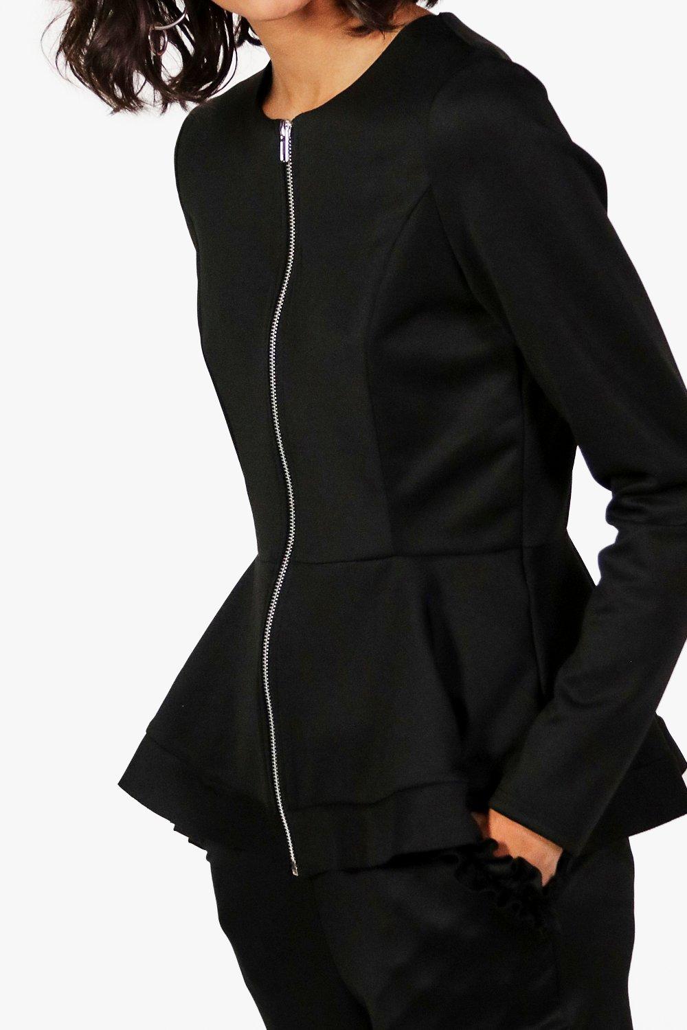 zip up peplum jacket