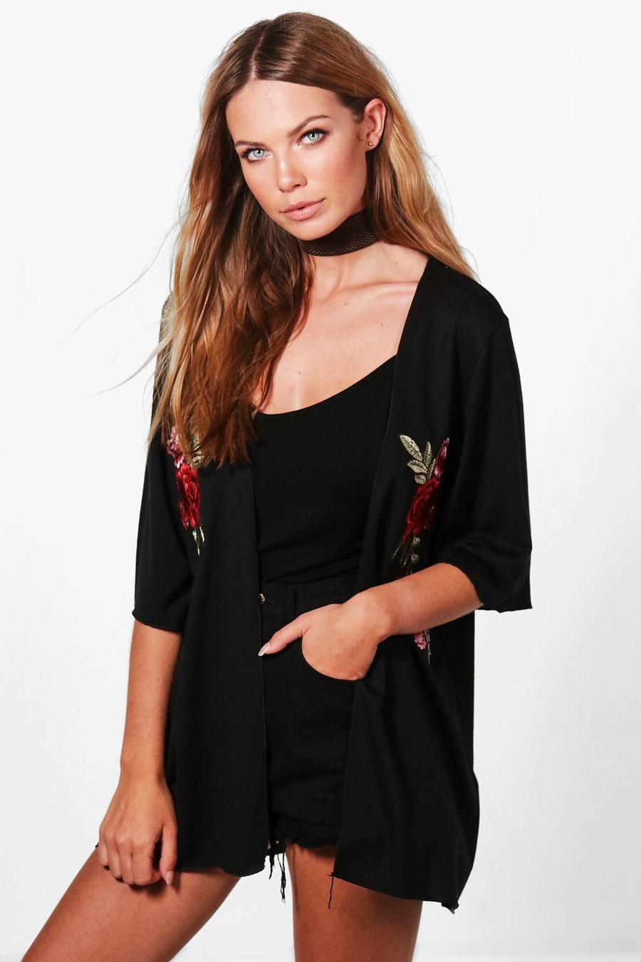 Holly Floral Embroidered Kimono Cardigan image number 1