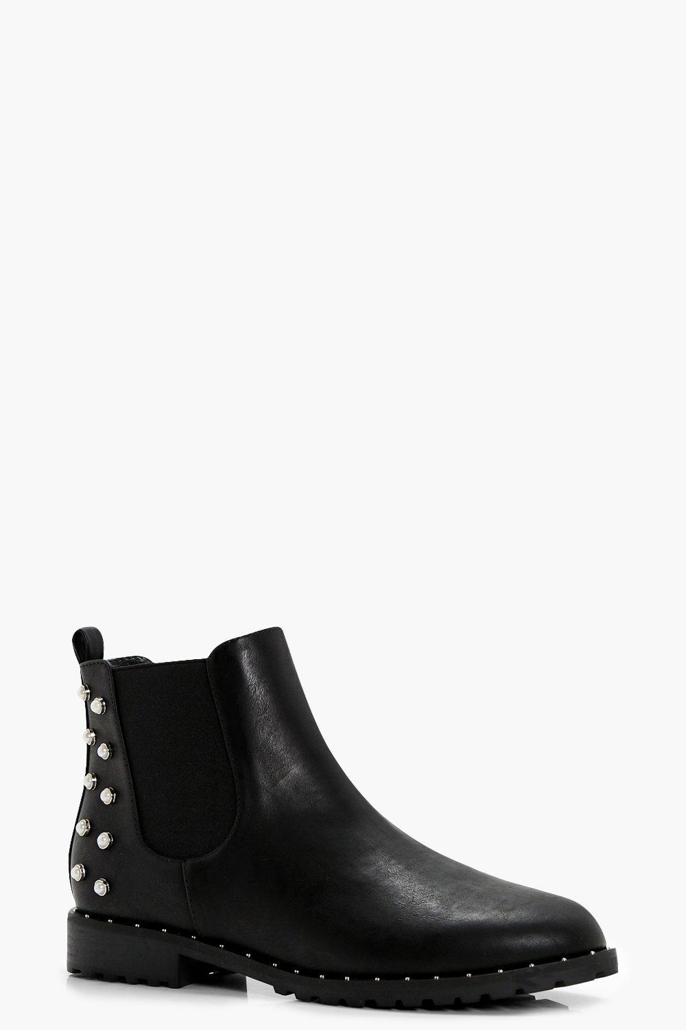 Pearl Stud Chelsea Ankle Boots | boohoo