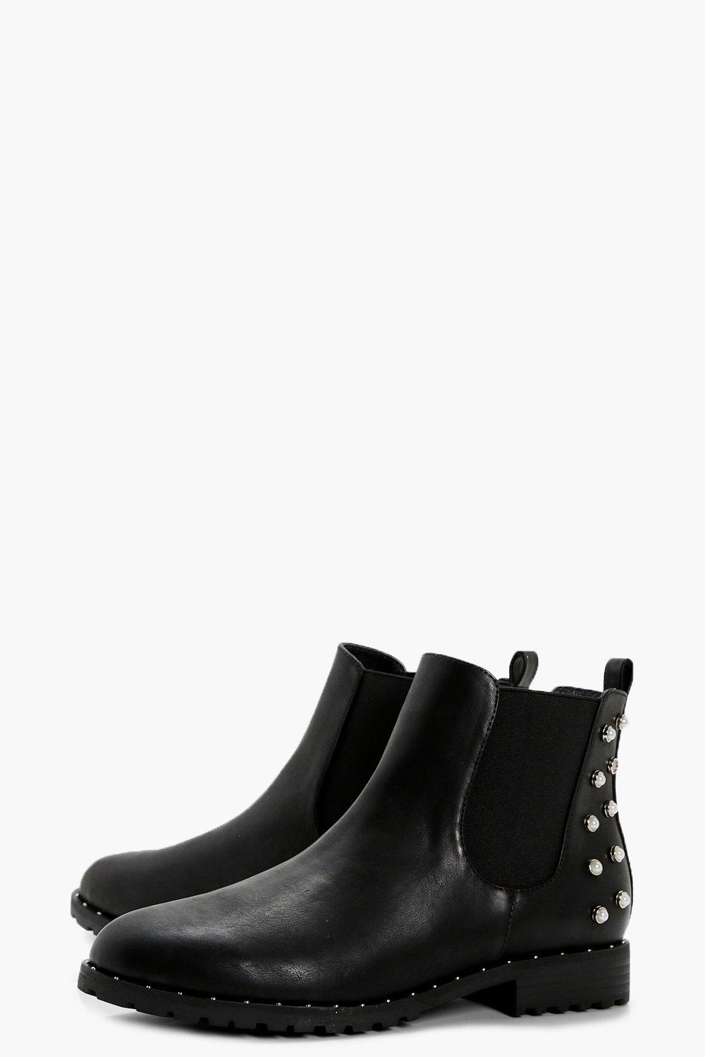 Pearl Stud Chelsea Ankle Boots