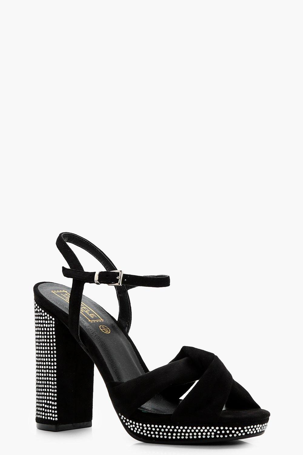 diamante platform heels