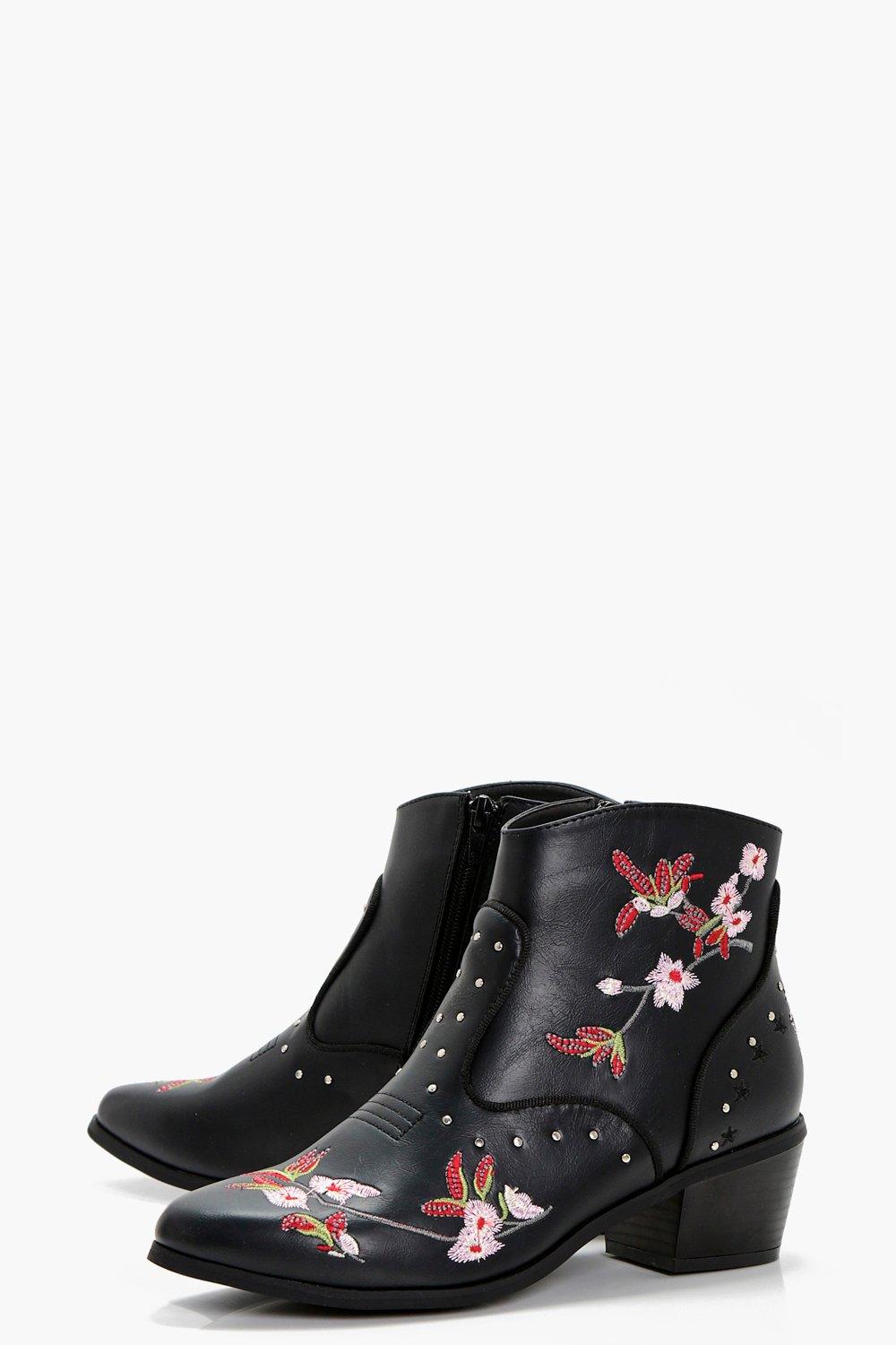 Bottines fleurs brod es