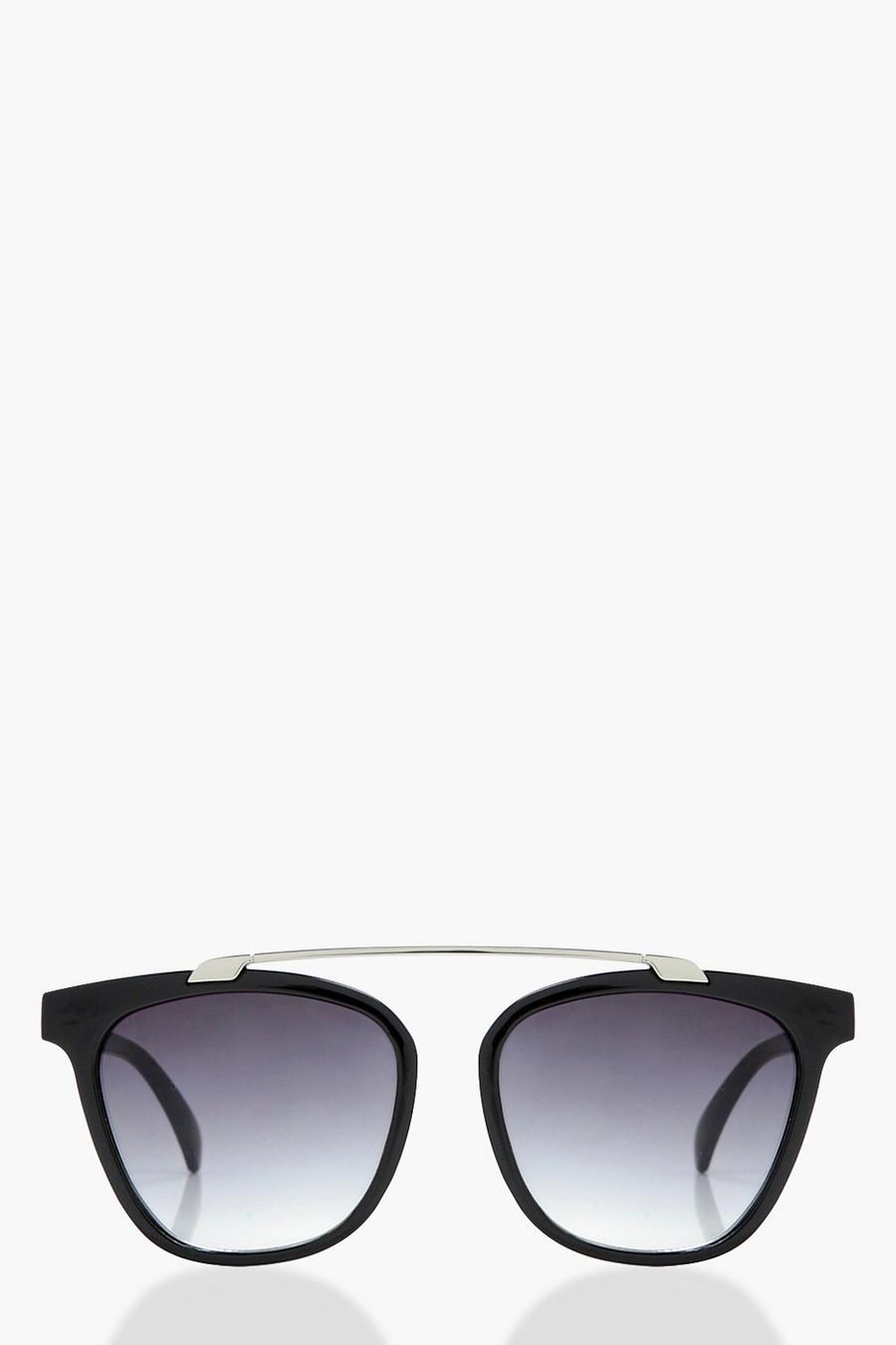 Black noir Hanna Brow Bar Square Sunglasses image number 1