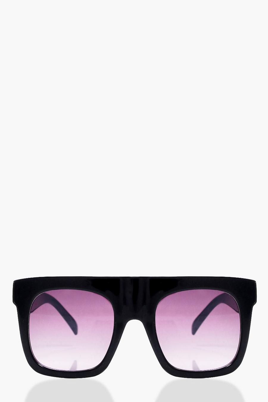 Black Oversized Square Plastic Sunglasses image number 1