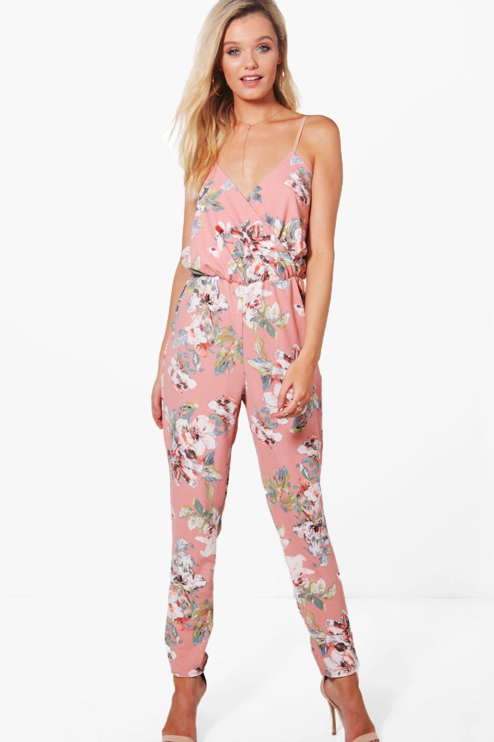 floral print cami wrap strappy jumpsuit