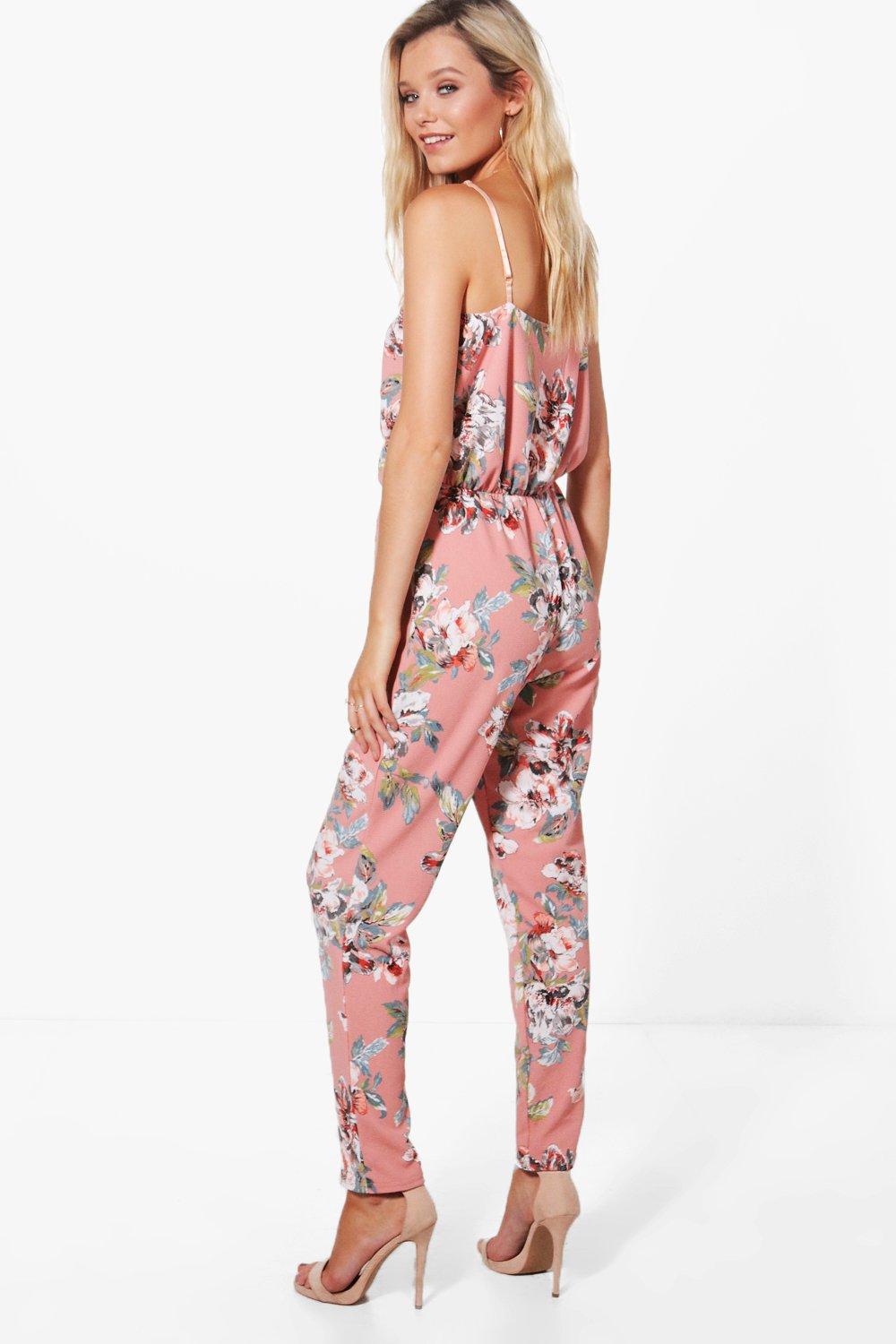 floral print cami wrap strappy jumpsuit