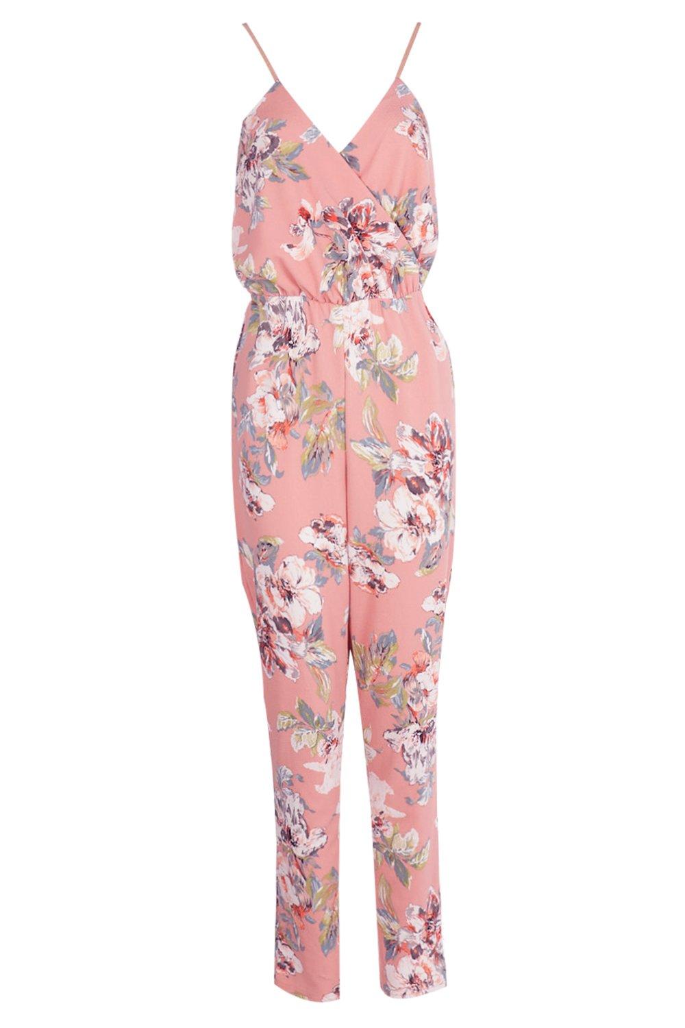 Floral print cami store wrap strappy jumpsuit