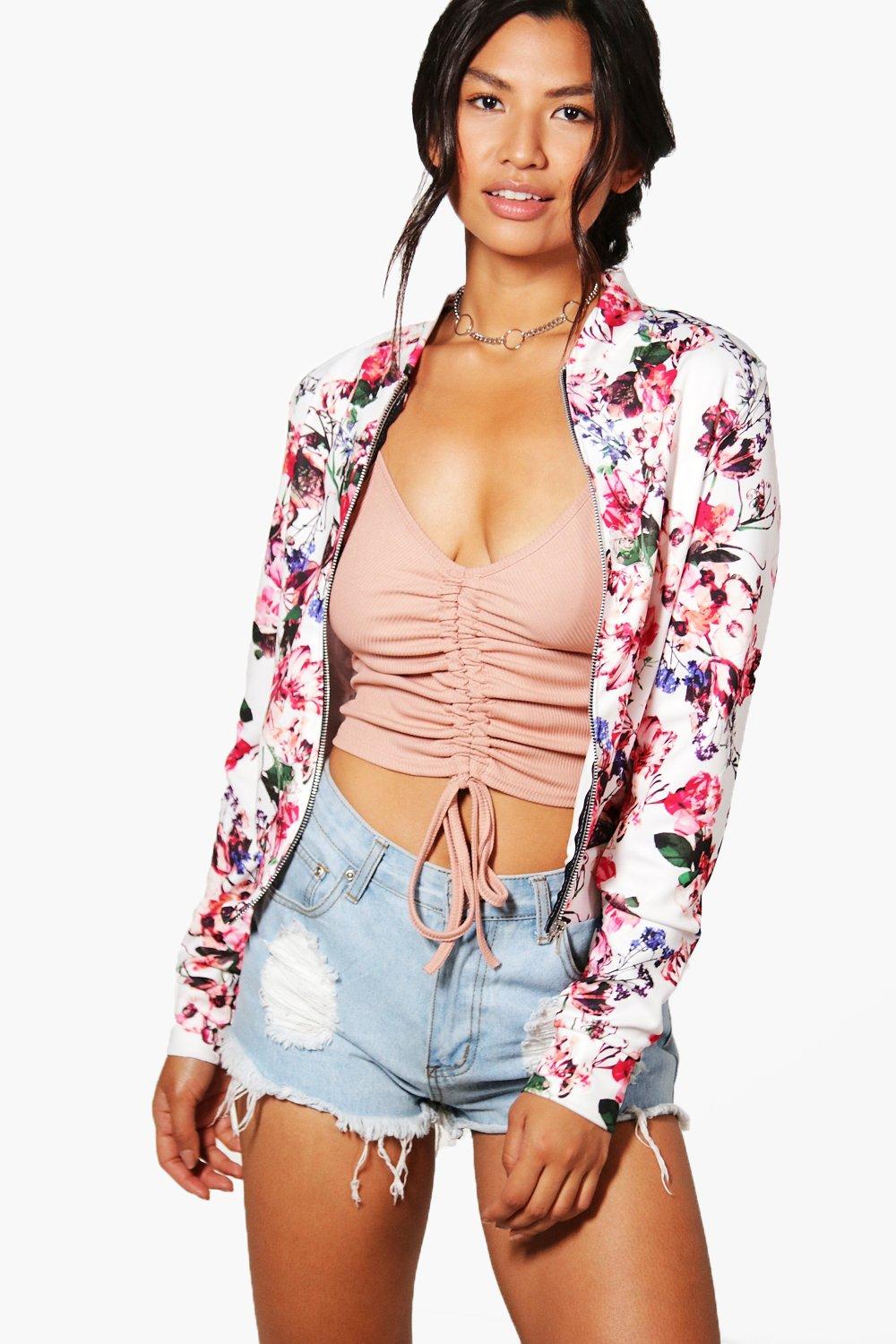 floral pastel bomber jacket