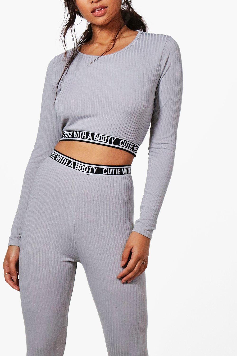 Plt Grey Ribbed Knit Ski Base Layer Jumpsuit