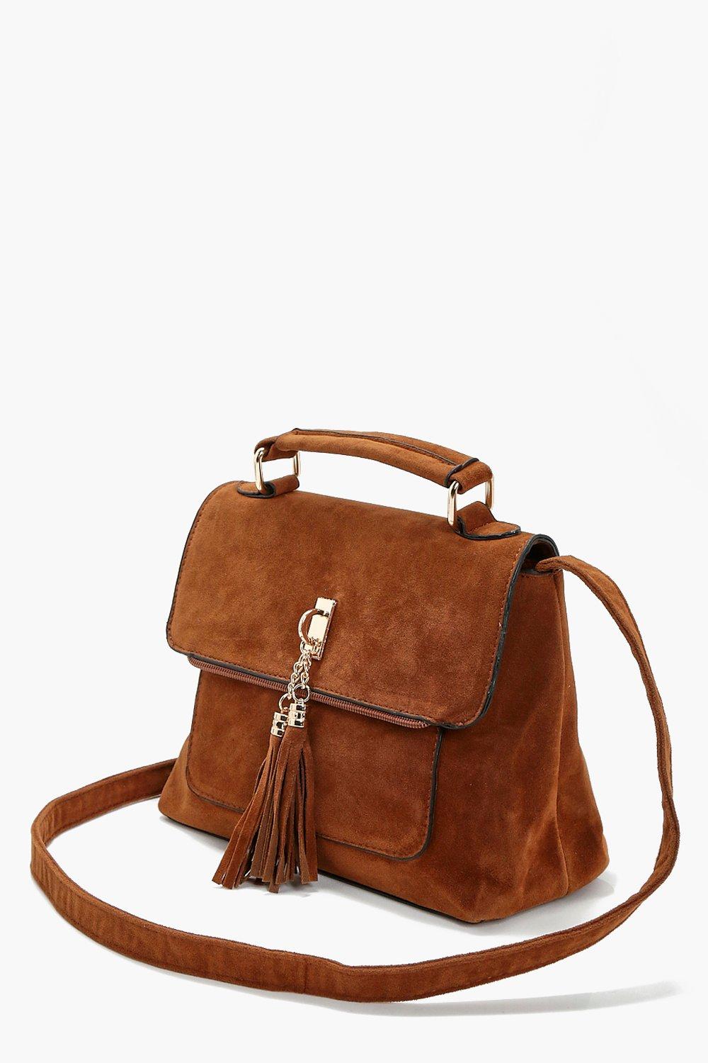 Boohoo Suedette Fringed Cross Body Bag