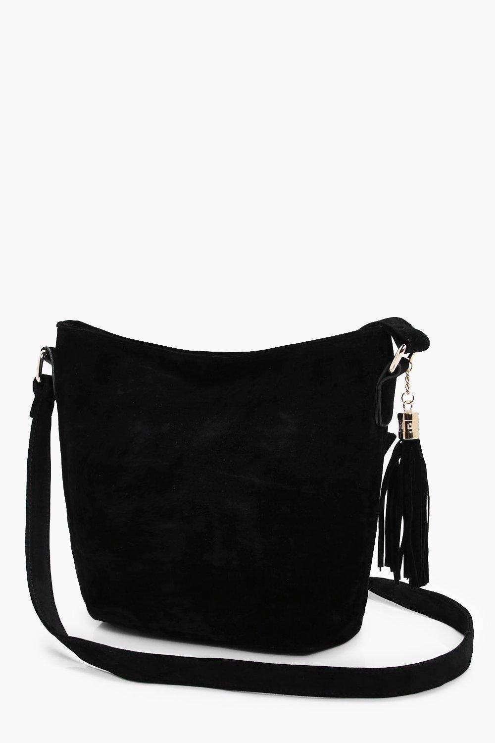 Boohoo Suedette Fringed Cross Body Bag