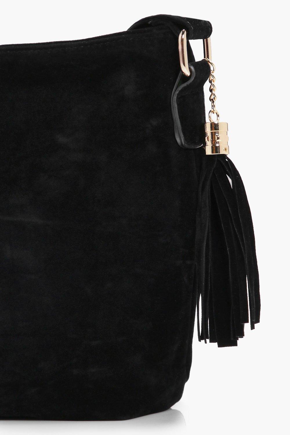 Boohoo Suedette Fringed Cross Body Bag