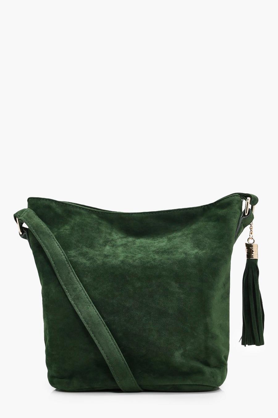 Green Suedette Bucket Crossbody Bag image number 1