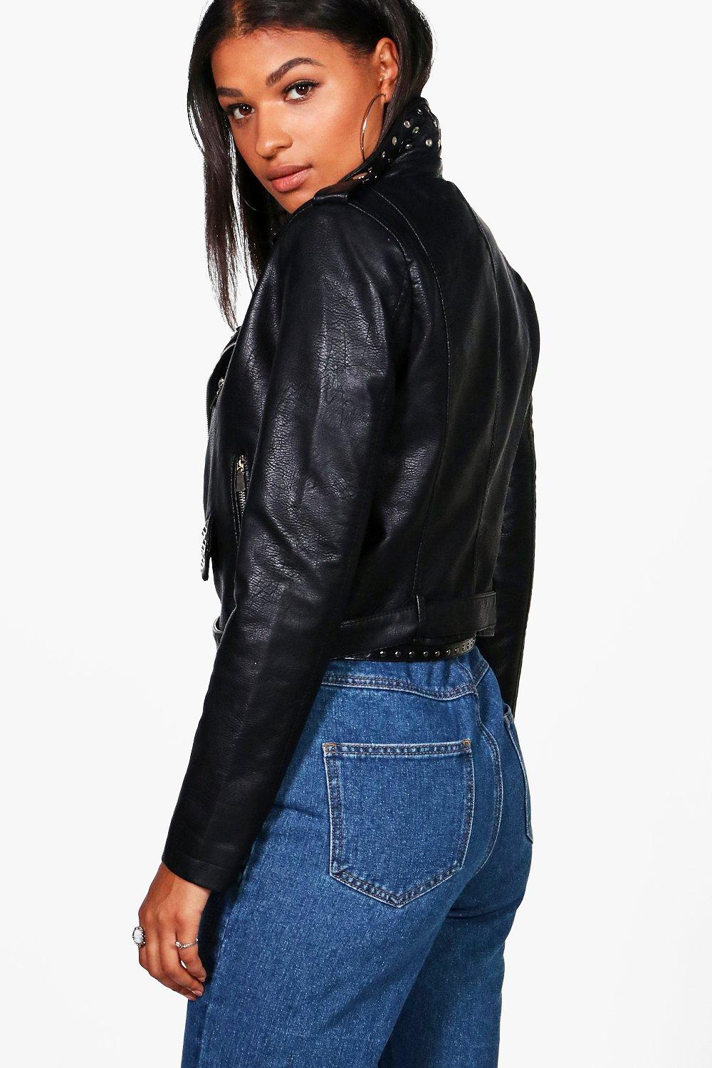 textured faux leather jacket