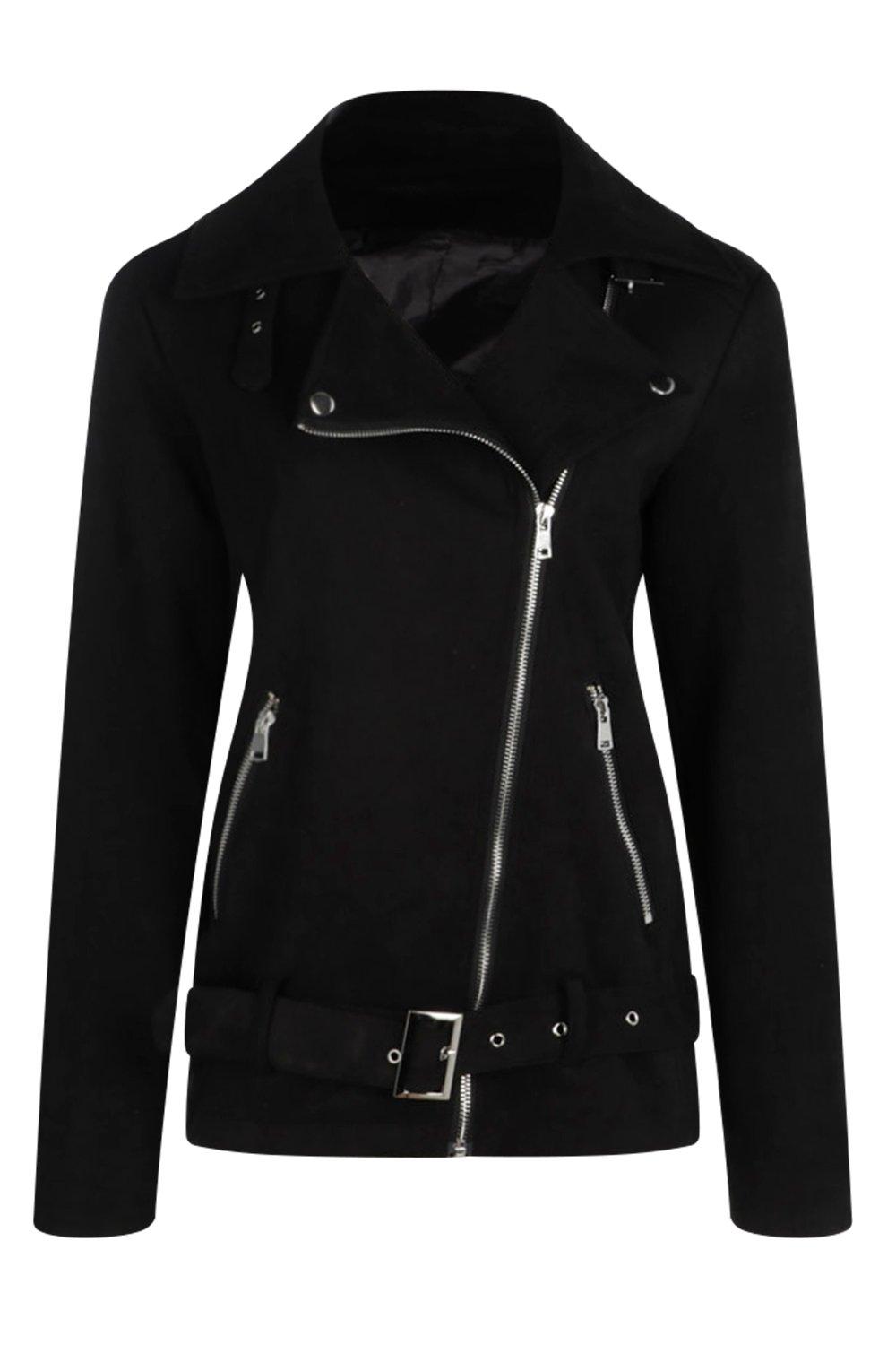 Dina Longline Faux Suede Biker Jacket boohoo DK