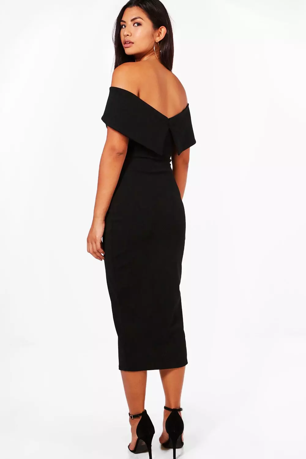 Off Shoulder Wrap Skirt Midi Dress